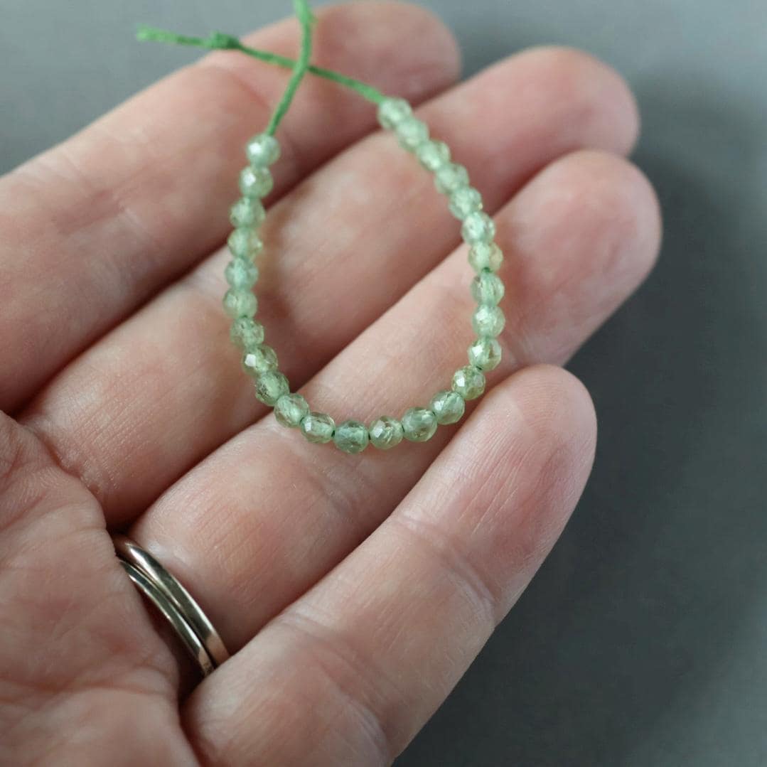 3mm Green Apatite Faceted Beads Strand 3”Genuine Gemstone Beads for Jewelry Making Beading Craft Gift Beads