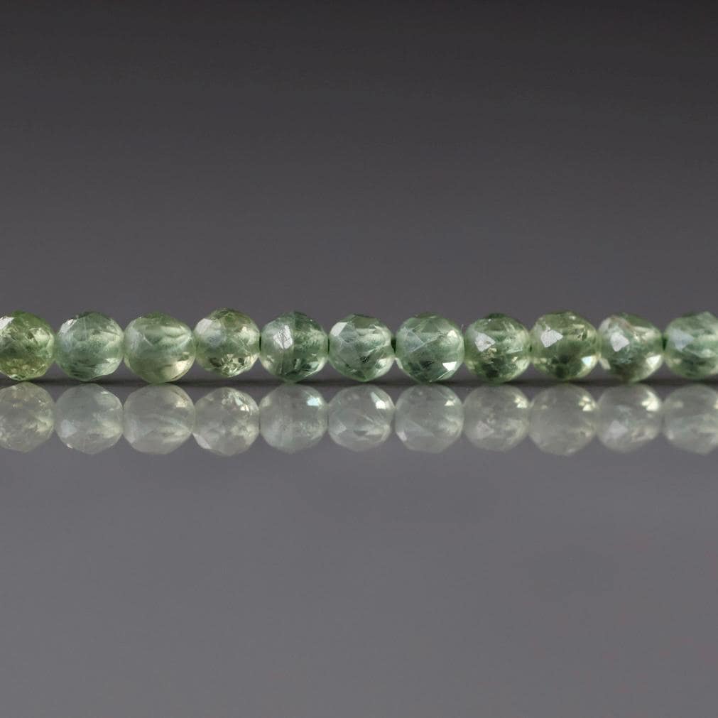 3mm Green Apatite Beads – Faceted Round Micro Gemstone 3" Strand