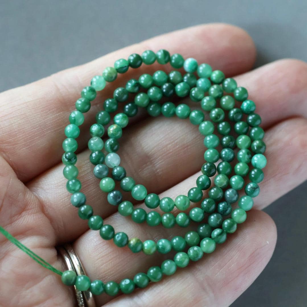 3mm Natural Green Jade Smooth Beads 15" African Jade Round Genuine Gemstone Beads for Jewelry Making Beading Craft Gift Beads DIY Jewelry