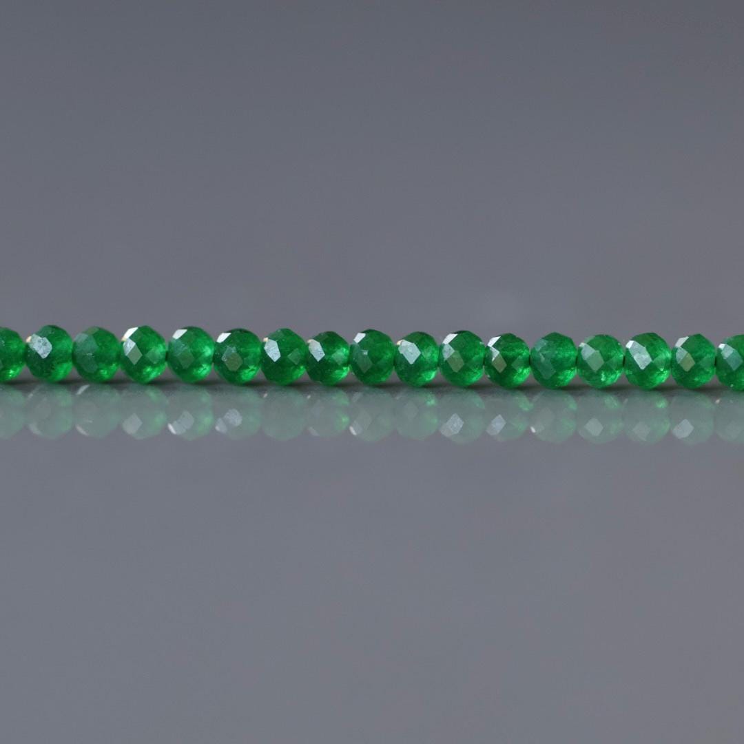 3mm Natural Green Onyx Beads Micro Faceted Beads 12.5" Natural Onyx Gemstone Beads Beading Crafter Gift DIY jewelry