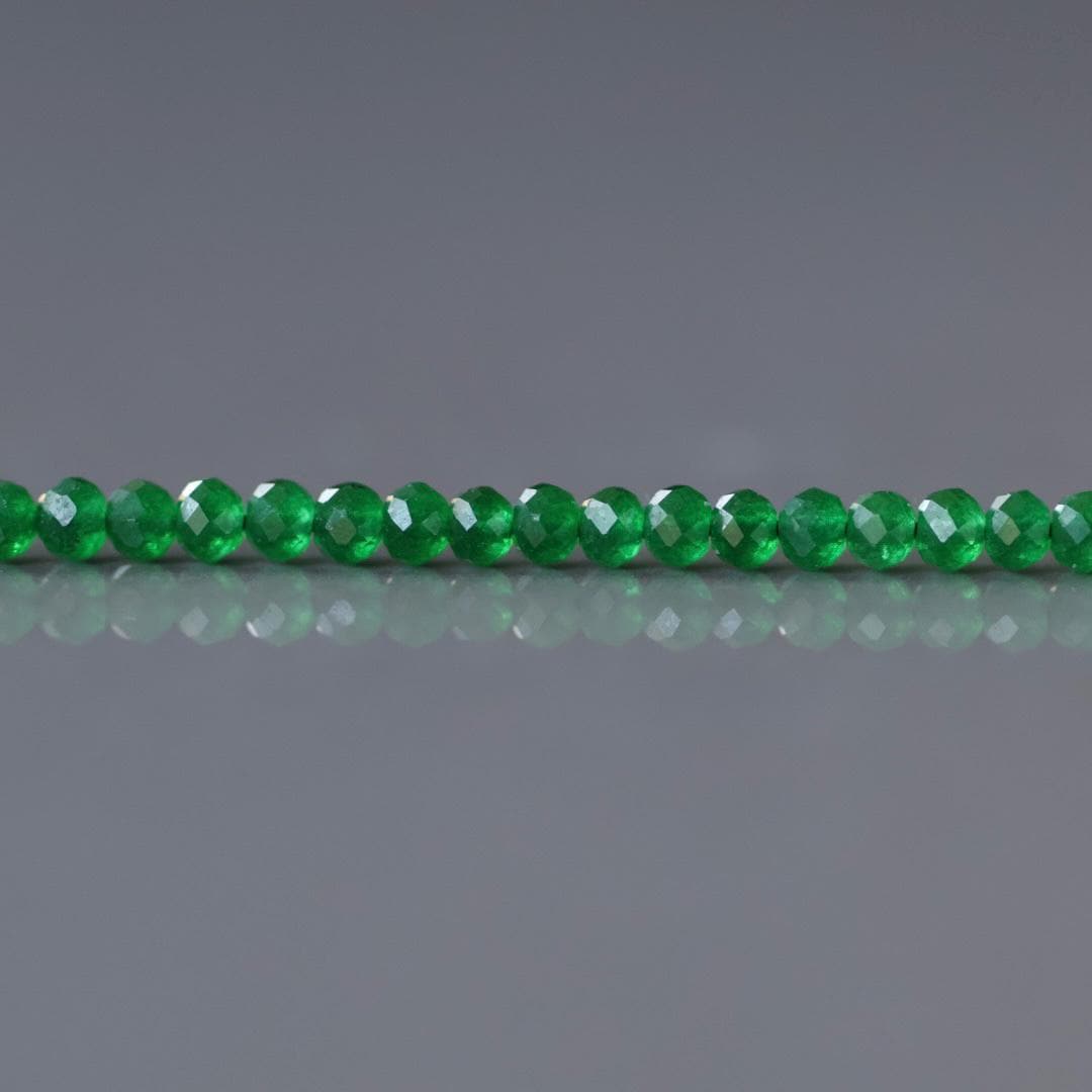 3mm Green Onyx Beads ‚Äì Faceted Round Micro Gemstone 12.5" Strand
