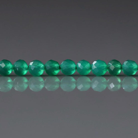 3mm Green Onyx Beads ‚Äì Faceted Round Micro Gemstone 13" Strand