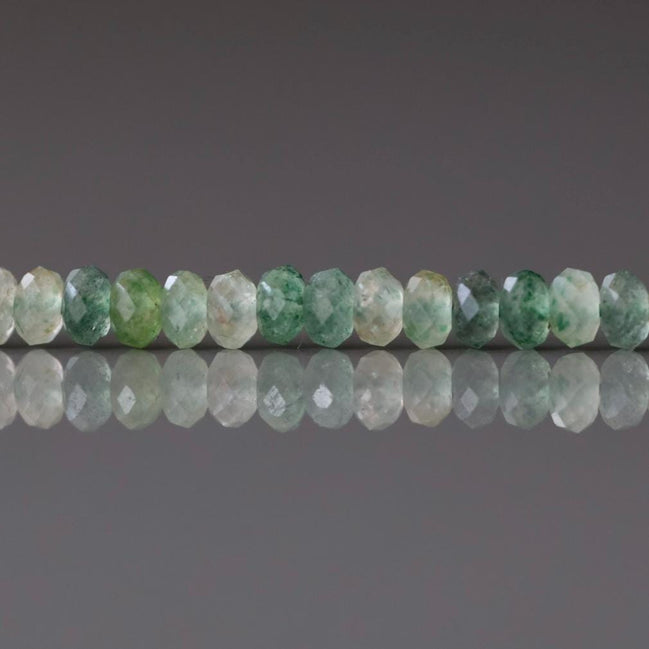 3mm Green Strawberry Quartz Rondelle Beads ‚Äì Faceted Rondelle Micro Gemstone 15" Strand