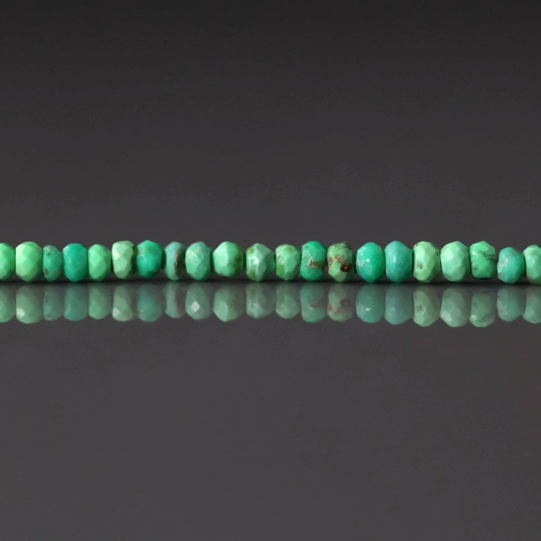 3mm Green Turquoise Rondelle Beads Faceted 7" Gemstone Beads for DIY Jewelry Making Beading Earrings