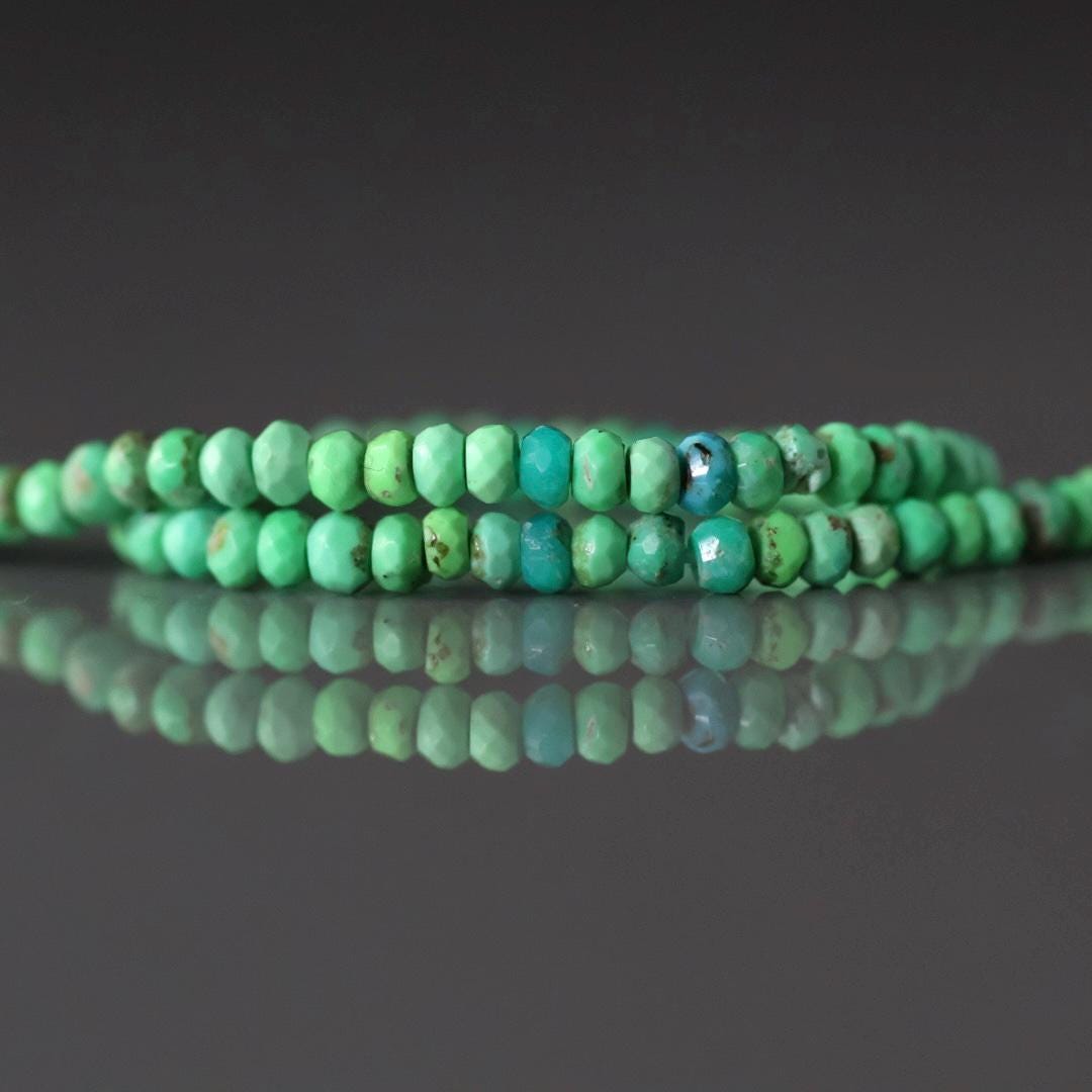 3mm Green Turquoise Rondelle Beads Faceted 7" Gemstone Beads for DIY Jewelry Making Beading Earrings