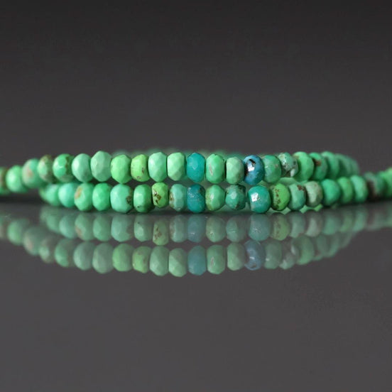 3mm Green Turquoise Rondelle Beads Faceted 7" Gemstone Beads for DIY Jewelry Making Beading Earrings