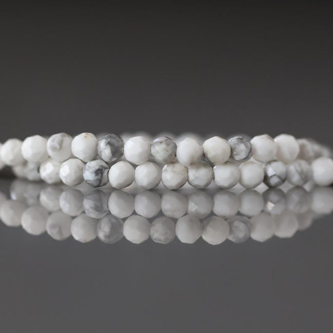 3mm Howlite Beads Micro Faceted Beads 15" Natural White Turquoise Gemstone Beads Beading Crafter Gift DIY Jewelry