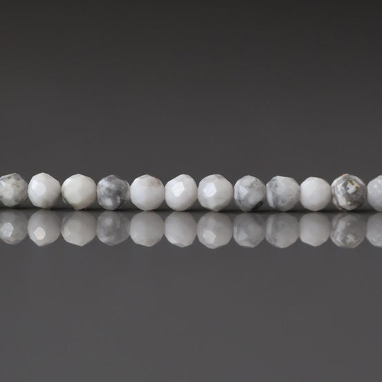 3mm Howlite Beads - Faceted Round Micro Gemstone 15" Strand