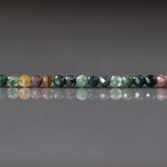 3mm Indian Agate Micro Faceted Beads Genuine Agate Colorful Beads 15" Sparkly Gemstone Beads for DIY Jewelry Making Gift for Crafter