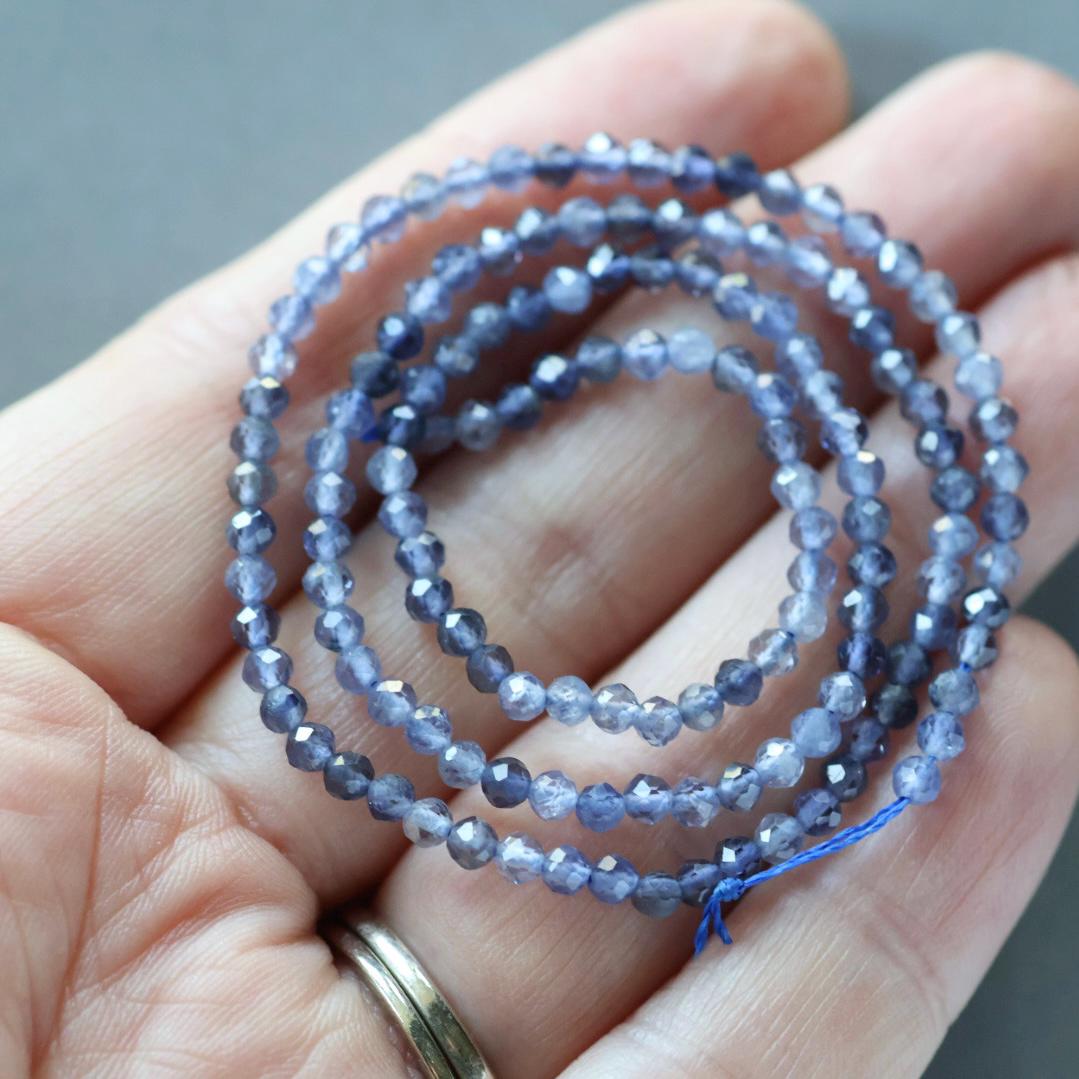 3mm Iolite Beads – Faceted Round Micro Gemstone 15" Strand