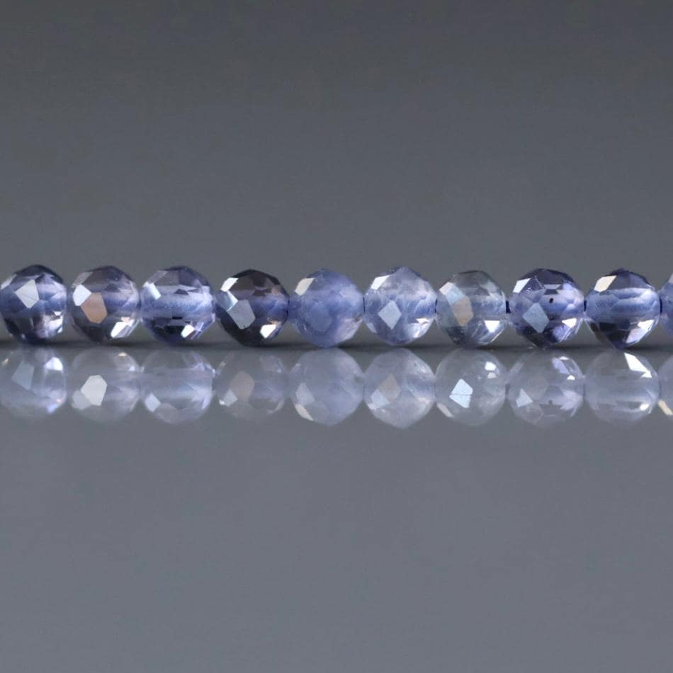 3mm Iolite Beads – Faceted Round Micro Gemstone 15" Strand