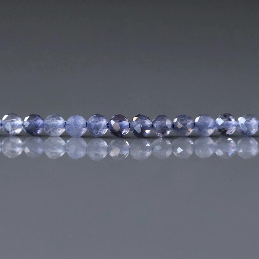3mm Iolite Beads – Faceted Round Micro Gemstone 15" Strand