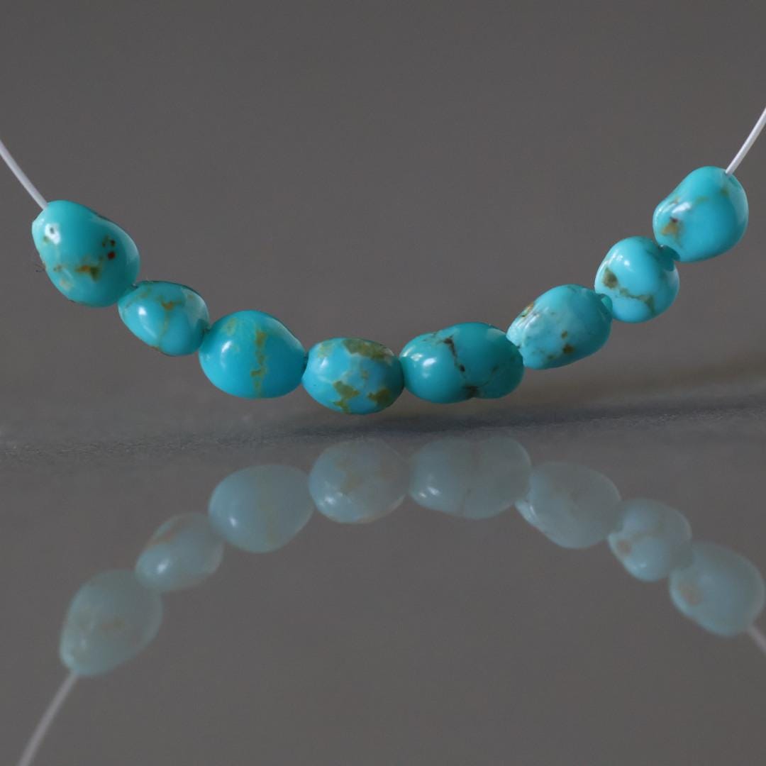 3mm Natural Kingman Arizona Turquoise Beads Nuggets Smooth 8 Pcs Gemstone Beads DIY Jewelry Making December Birthstone