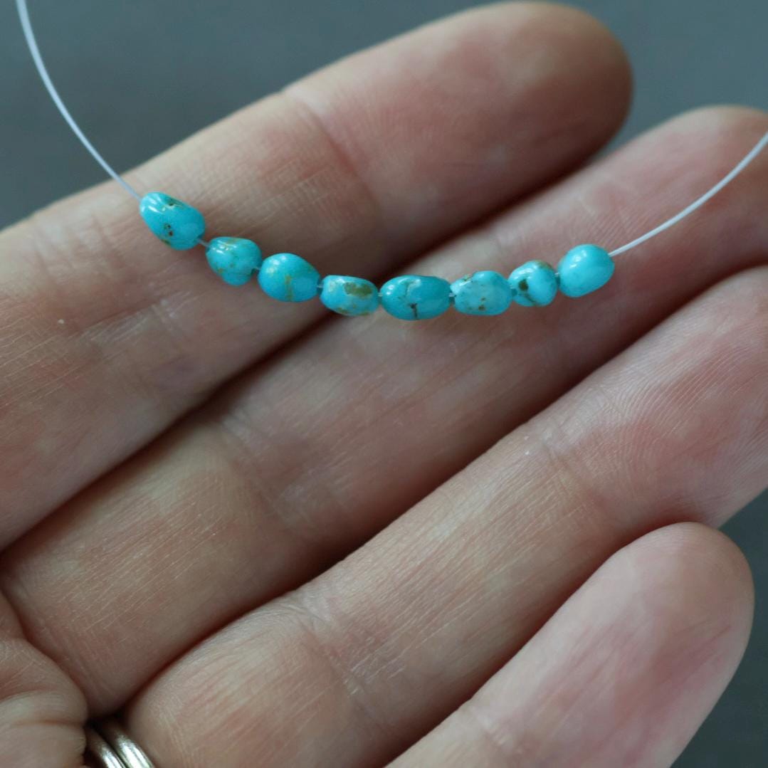 3mm Natural Kingman Arizona Turquoise Beads Nuggets Smooth 8 Pcs Gemstone Beads DIY Jewelry Making December Birthstone