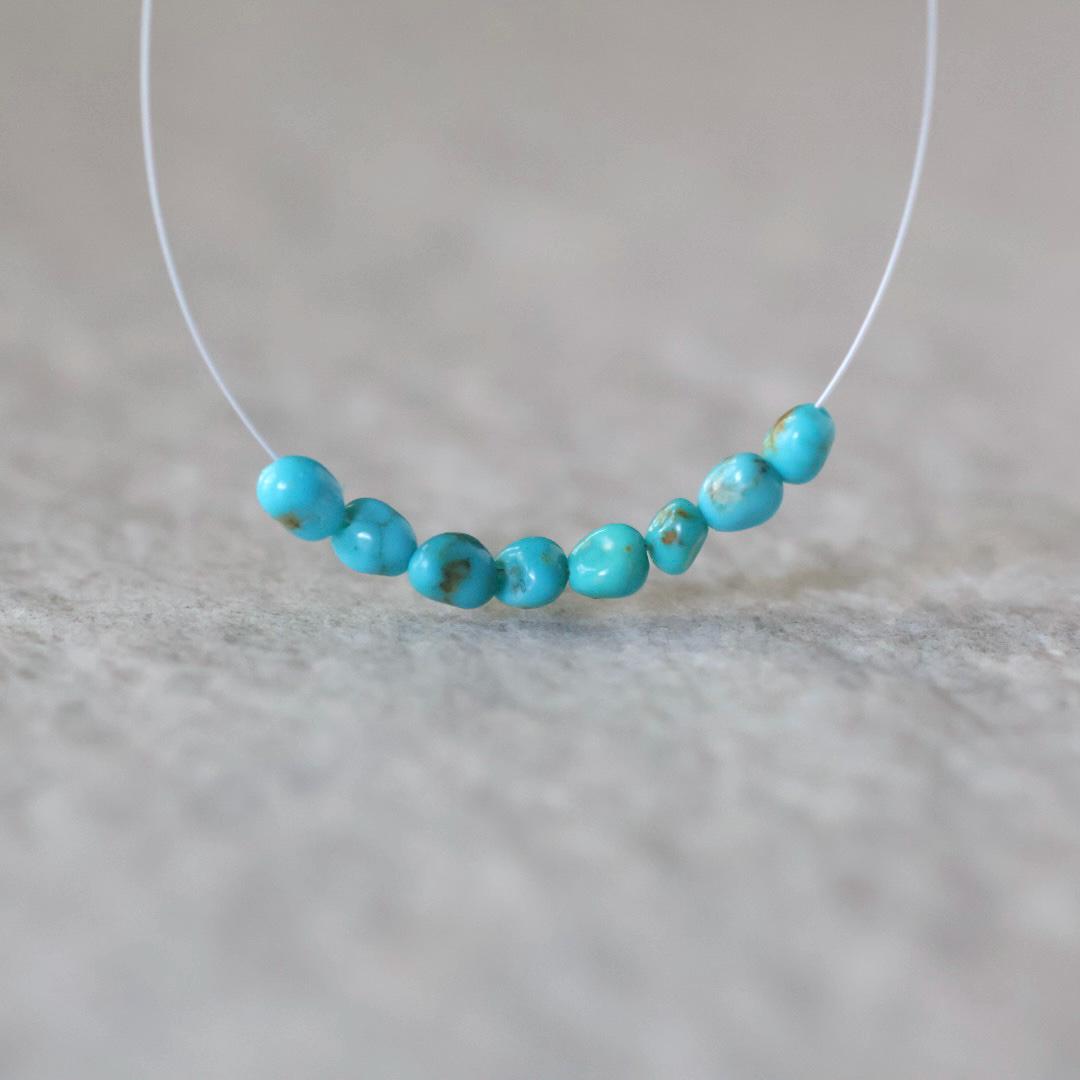 3mm Kingman Arizona Turquoise Beads – Smooth Tiny Nuggets Natural Gemstone