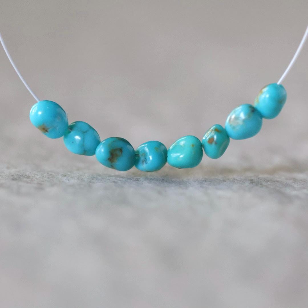 3mm Kingman Arizona Turquoise Beads – Smooth Tiny Nuggets Natural Gemstone