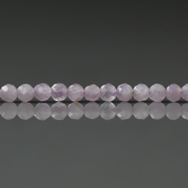 3mm AAA Kunzite Micro Faceted Beads Genuine Lilac Kunzite Beads 15" Sparkly Gemstone Beads for Jewelry Making