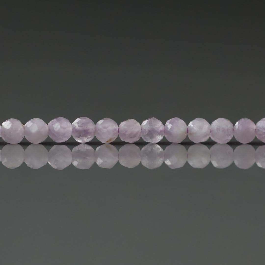 3mm Kunzite Beads ‚Äì Faceted Round Micro Gemstone 15" Strand