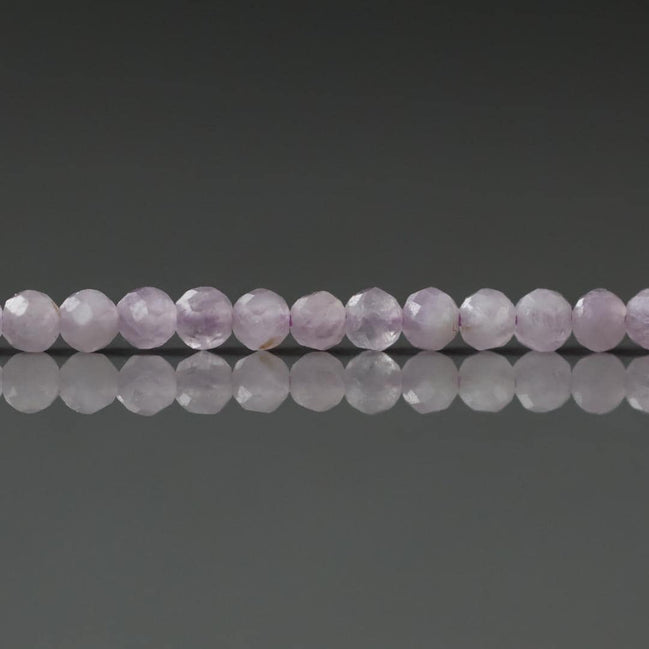 3mm Kunzite Beads ‚Äì Faceted Round Micro Gemstone 15" Strand