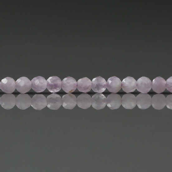 3mm Kunzite Beads ‚Äì Faceted Round Micro Gemstone 15" Strand