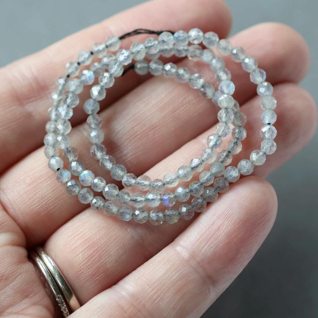 3mm Labradorite Beads ‚Äì Faceted Round Micro Gemstone 12" Strand