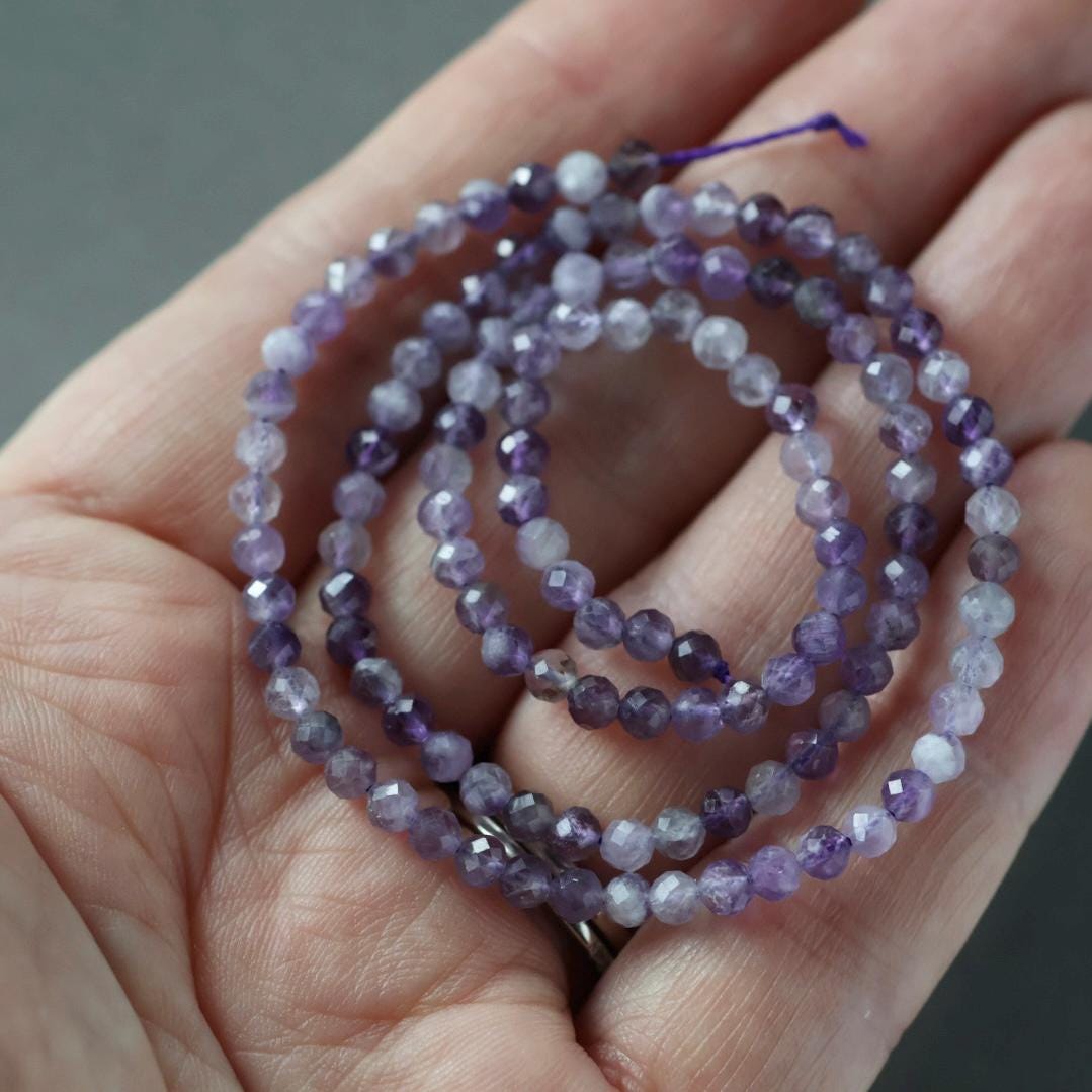 3mm AAA Lace Amethyst Beads Micro Faceted Beads 15" Purple Natural Amethyst Lilac Gemstone Beads Beading Crafter Gift February Birthstone