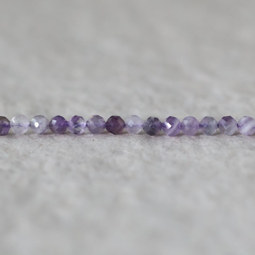 3mm Lace Amethyst Beads ‚Äì Faceted Round Micro Gemstone 15" Strand