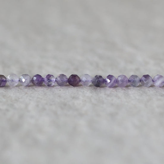 3mm Lace Amethyst Beads ‚Äì Faceted Round Micro Gemstone 15" Strand