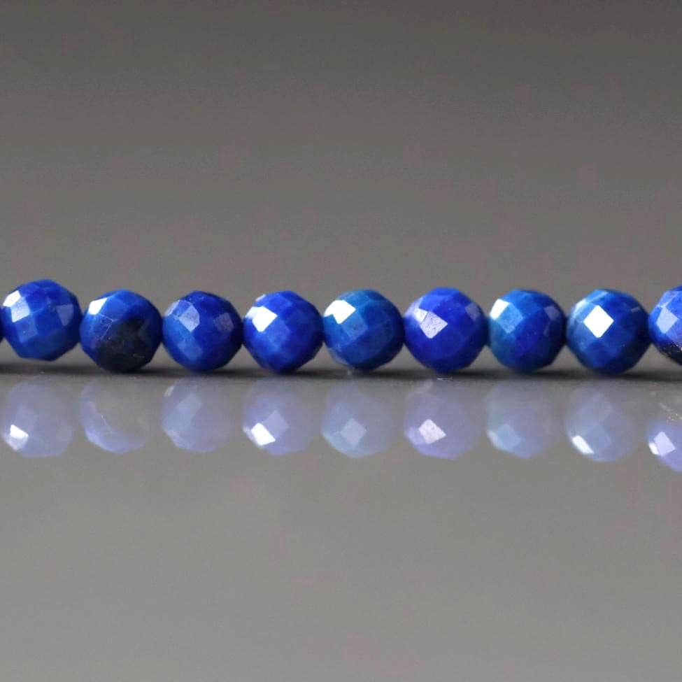 3mm Lapis Lazuli Faceted Beads 15" Selected Light Blue Lapis Gemstone Beads for Jewelry Making Beading Craft Gift Beads September Birthstone