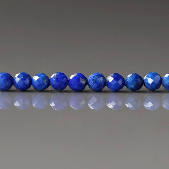 3mm Lapis Lazuli Faceted Beads 15" Selected Light Blue Lapis Gemstone Beads for Jewelry Making Beading Craft Gift Beads September Birthstone
