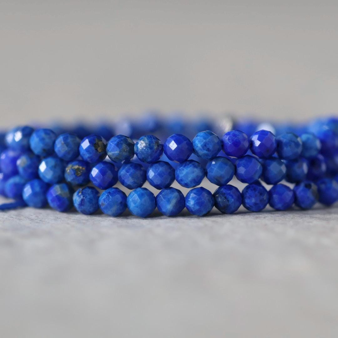 3mm Lapis Lazuli Beads ‚Äì Faceted Round Micro Gemstone 15" Strand