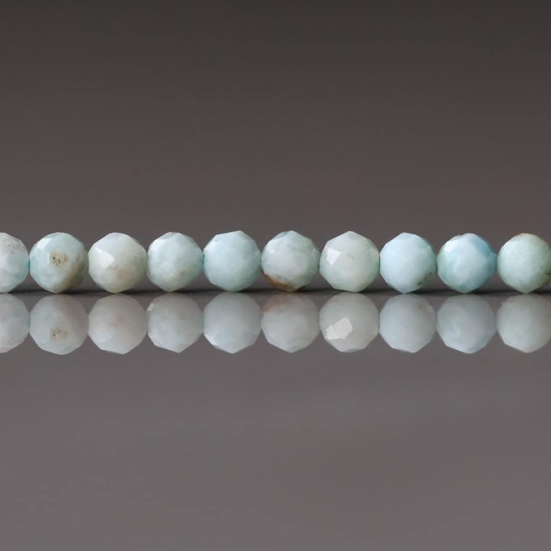 3mm Larimar Faceted Beads 15" 3mm Dominican Larimar Genuine Gemstone Beads for Jewelry Making Beading Craft Gift Beads