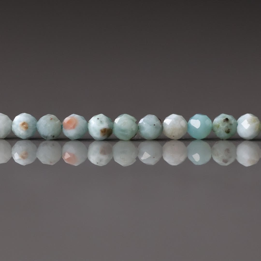 3mm Larimar Faceted Beads 15" 3mm Dominican Larimar Genuine Gemstone Beads for Jewelry Making Beading Craft Gift Beads