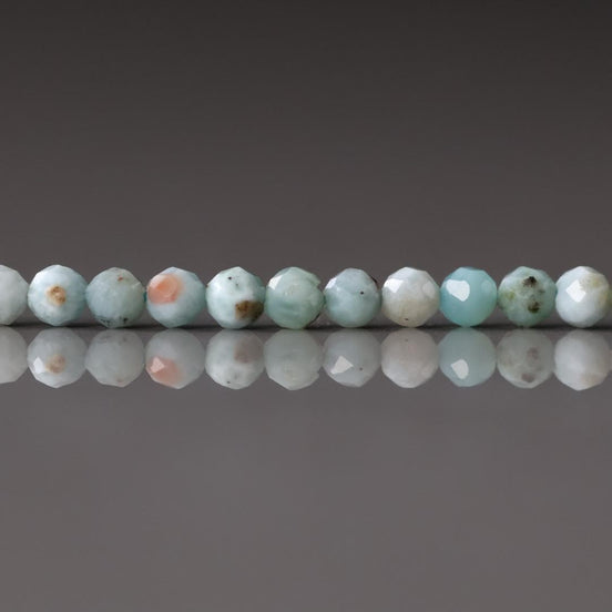 3mm Larimar Faceted Beads 15" 3mm Dominican Larimar Genuine Gemstone Beads for Jewelry Making Beading Craft Gift Beads