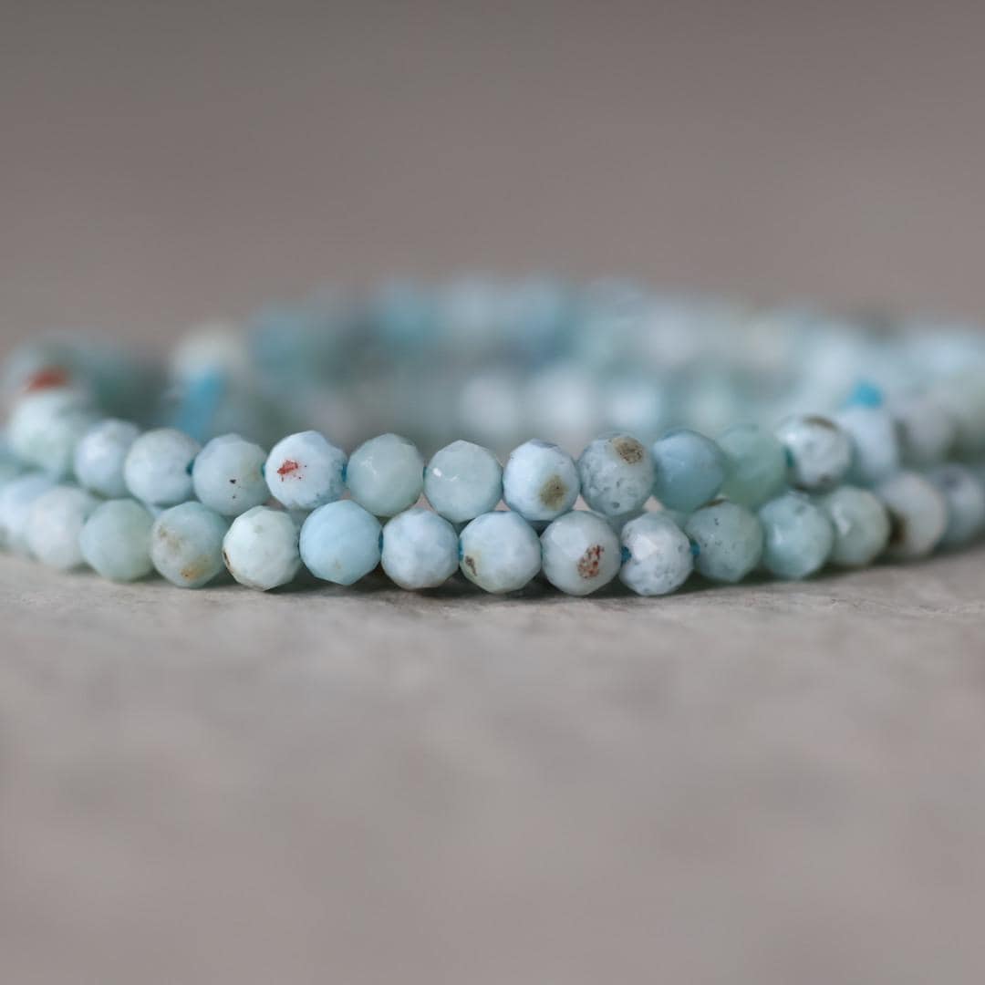 3mm Larimar Beads – Faceted Round Micro Gemstone 15" Strand