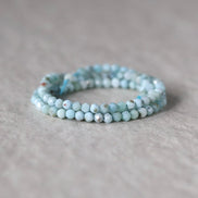 3mm Larimar Beads – Faceted Round Micro Gemstone 15