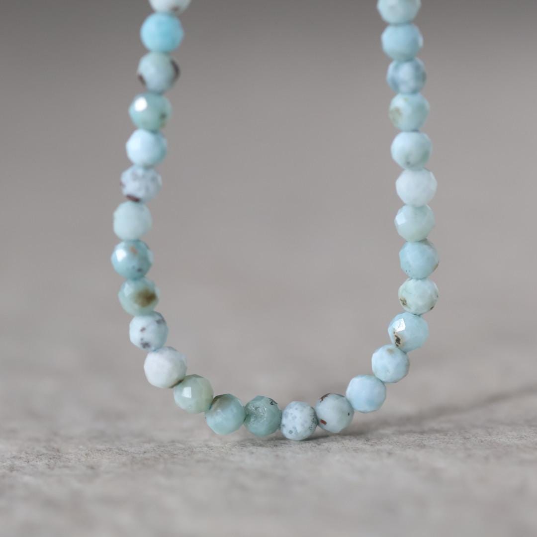 3mm Larimar Beads – Faceted Round Micro Gemstone 15" Strand
