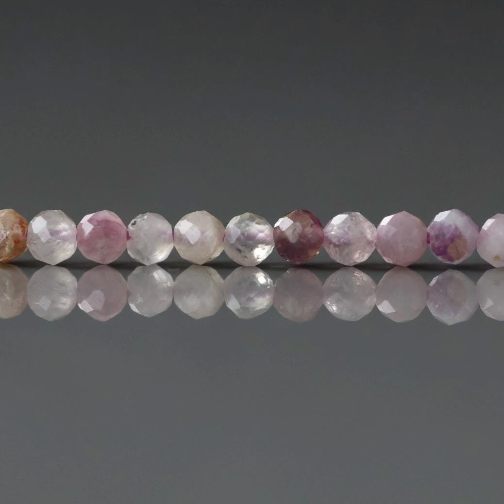 3mm AAA Lepidolite Micro Faceted Beads Genuine Lepidolite Beads 15" Sparkly Gemstone Beads for Jewelry Making