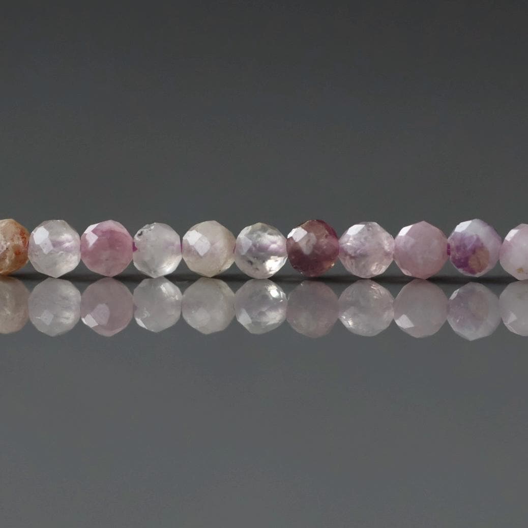 3mm Lepidolite Beads – Faceted Round Micro Gemstone 15" Strand