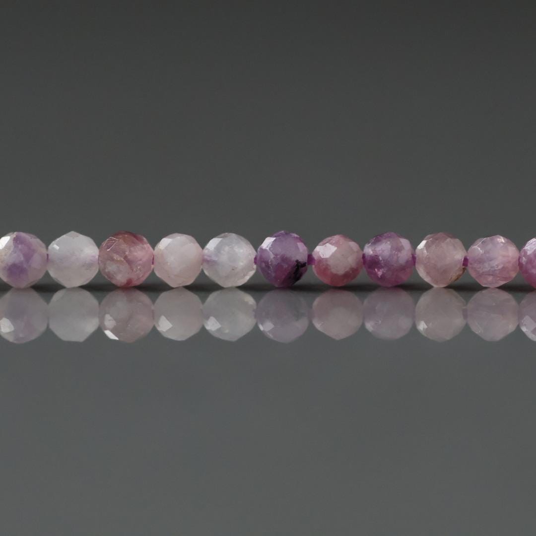 3mm Lepidolite Beads – Faceted Round Micro Gemstone 15" Strand