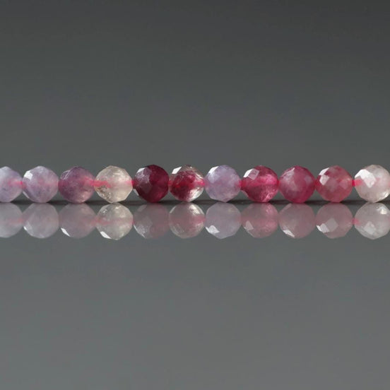 3mm Light Rubellite Tourmaline Micro Faceted Beads 15" Sparkly Gemstone Beads for Jewelry Making Beading Gift October Birthstone