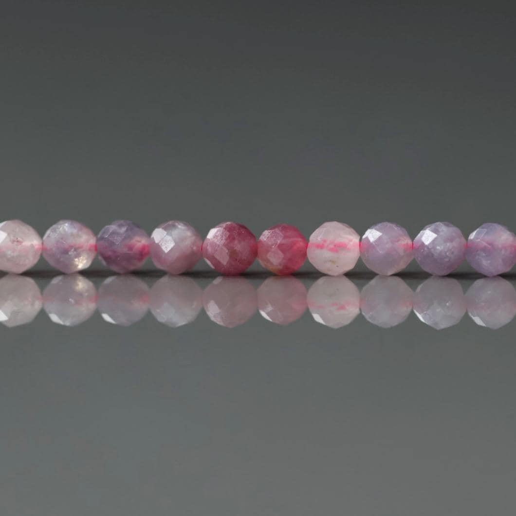 3mm Light Rubellite Tourmaline Beads ‚Äì Faceted Round Micro Gemstone 15" Strand