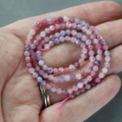 3mm Light Rubellite Tourmaline Beads ‚Äì Faceted Round Micro Gemstone 15" Strand
