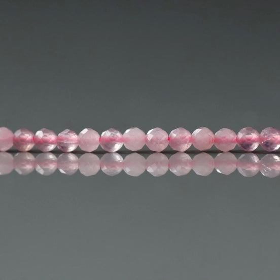 3mm Madagascar Rose Quartz Faceted Beads 15" Pale Pink Genuine Gemstone Beads for Jewelry Making Beading Craft Gift Beads