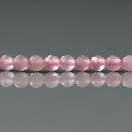 3mm Madagascar Rose Quartz Faceted Beads 15" Pale Pink Genuine Gemstone Beads for Jewelry Making Beading Craft Gift Beads