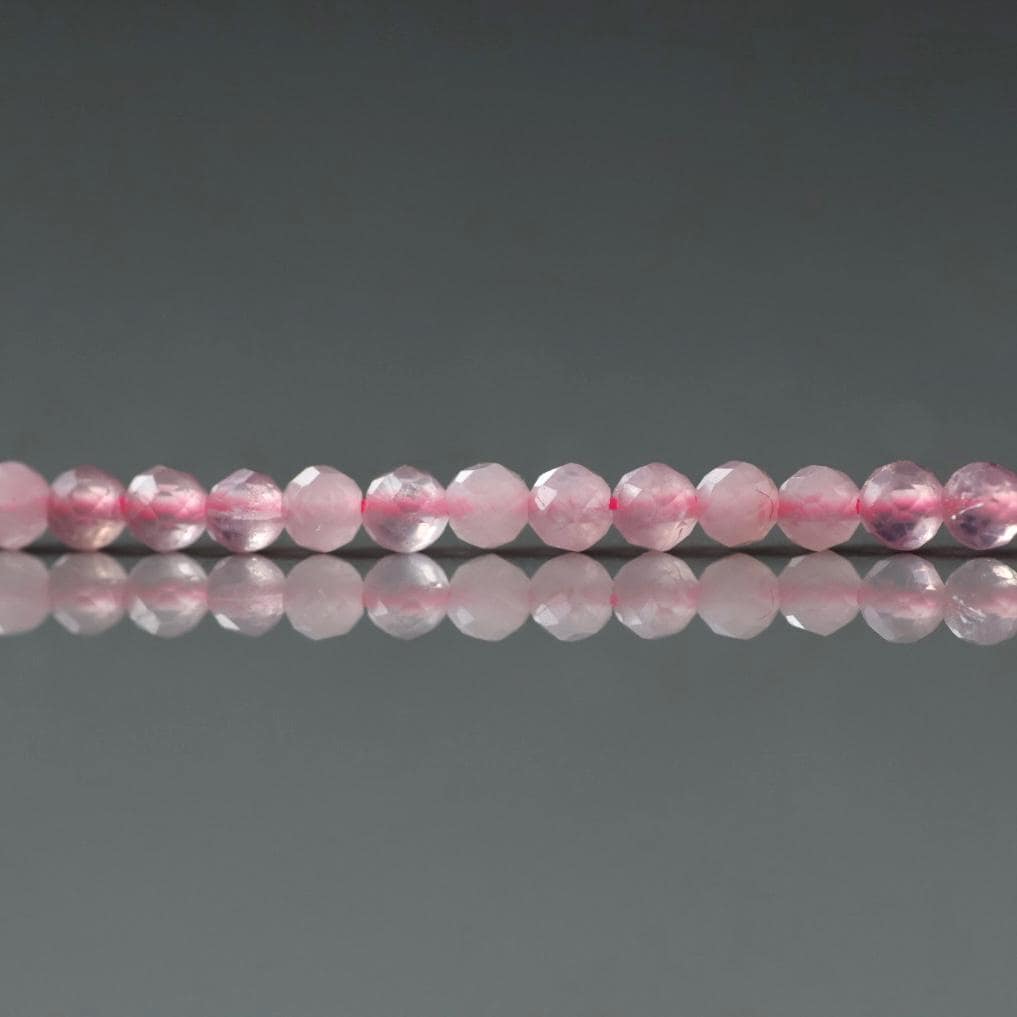 3mm Madagascar Rose Quartz Beads ‚Äì Faceted Round Micro Gemstone 15" Strand