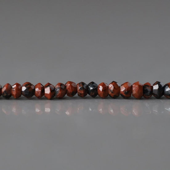 3mm Mahogany Obsidian Beads Hand Faceted Rondel Beads 13" Brown Snowflake Obsidian Beads Gemstone Beading Crafter Gift Jewelry Making