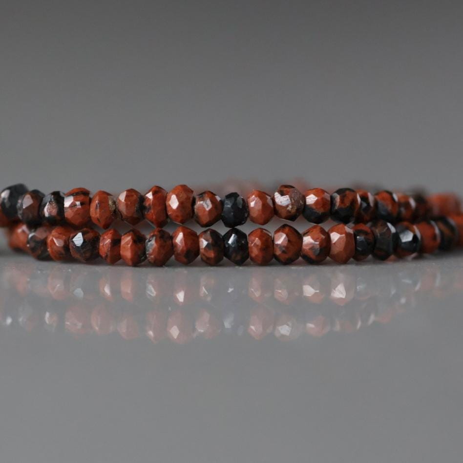 3mm Mahogany Obsidian Beads Hand Faceted Rondel Beads 13" Brown Snowflake Obsidian Beads Gemstone Beading Crafter Gift Jewelry Making