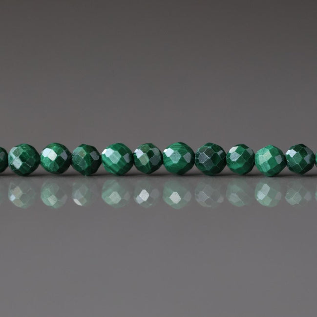 3mm Malachite Faceted Beads 15" Vivid Green Malachite Gemstone Beads for Jewelry Making Beading Gift Crafter
