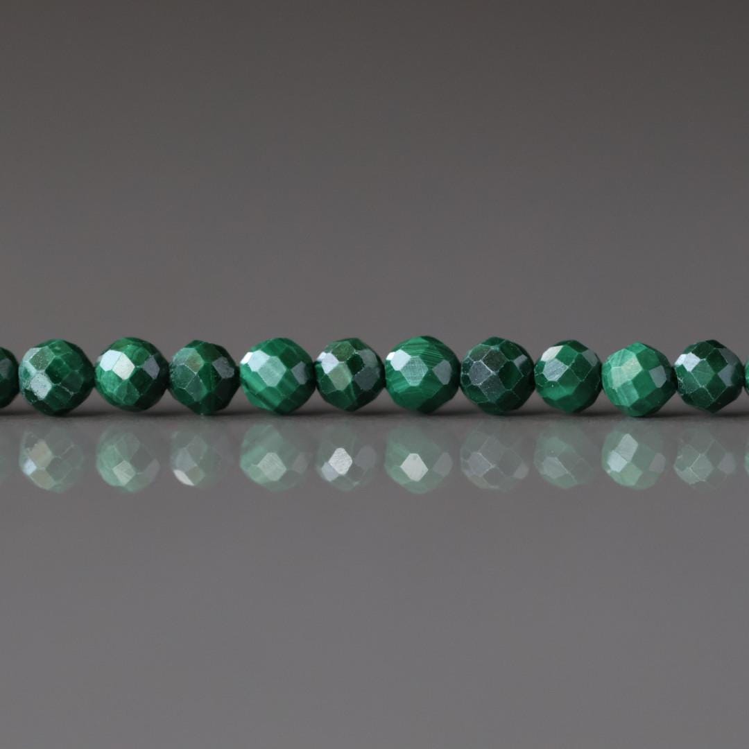 3mm Malachite Beads ‚Äì Faceted Round Micro Gemstone 15" Strand